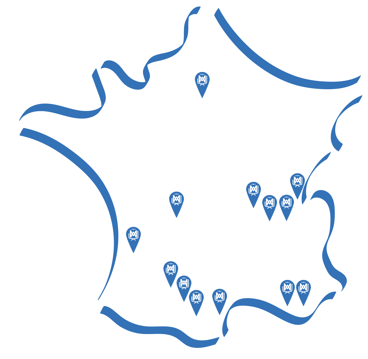 Carte des établissements scolaire en France de la Communauté Marie Notre-Dame