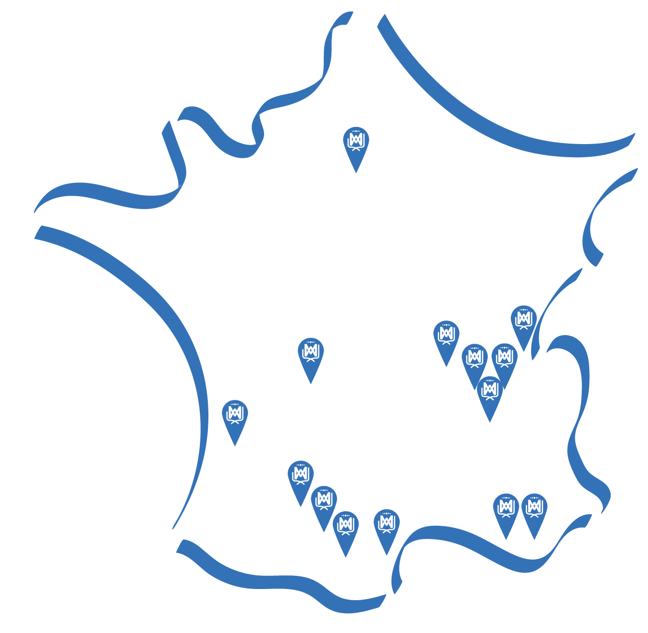 Carte des établissements scolaire en France de la Communauté Marie Notre-Dame